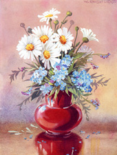 Vintage calendar art of flowers