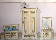 Muebles pour chambre de jeune fille, en sycomore et marqueterie