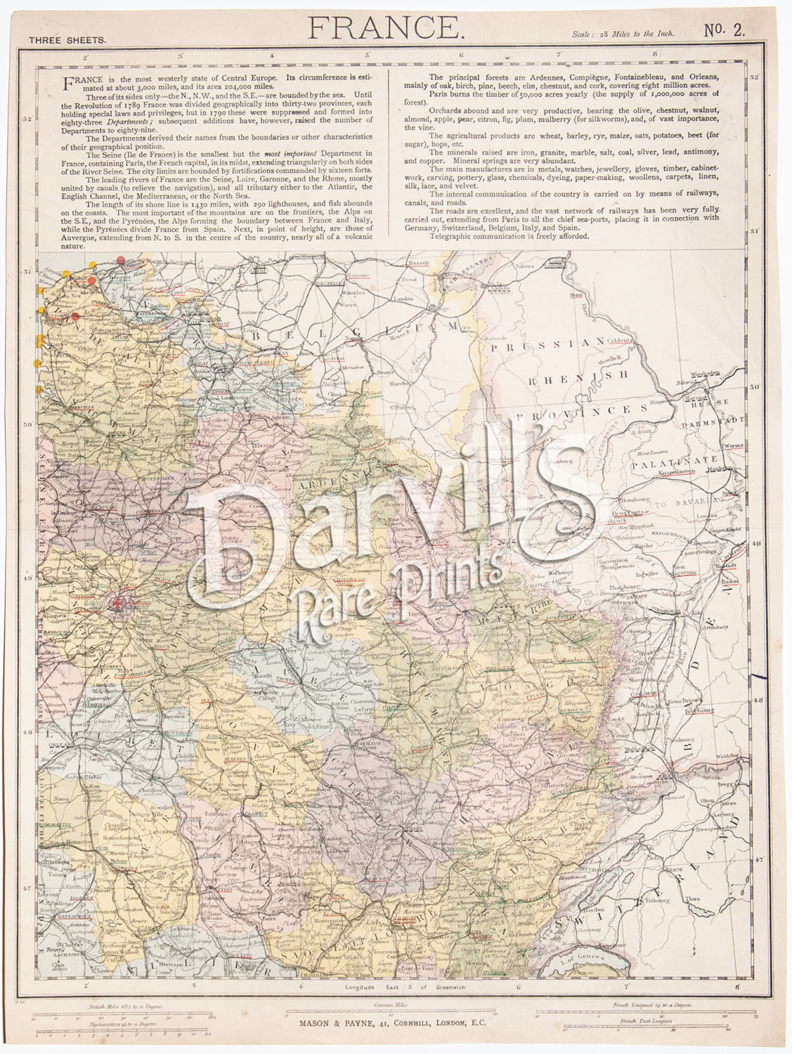 antique map of the south of France 1887