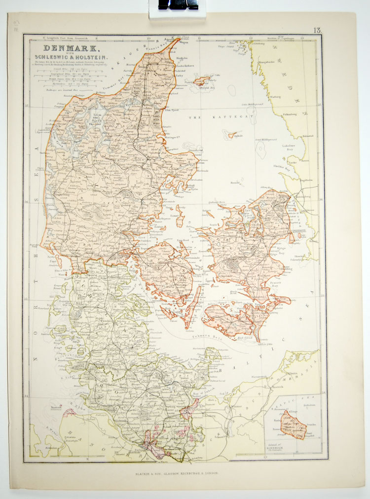 Blackie and Son map of Denmark from 1882