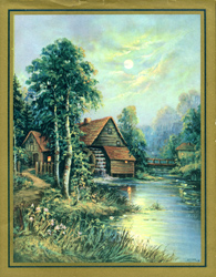 Vintage cottage, cabin, and mill scenes 1910s-1940s