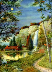 Vintage cottage, cabin, and mill scenes 1910s-1940s