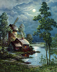 Vintage cottage, cabin, and mill scenes 1910s-1940s