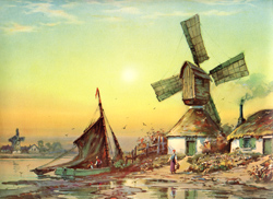 Vintage cottage, cabin, and mill scenes 1910s-1940s