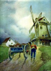 Vintage cottage, cabin, and mill scenes 1910s-1940s