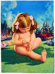Vintage prints of girls, birds, pets, etc.
