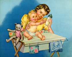 Vintage prints of mothers with babies, families, etc.
