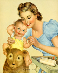 Vintage prints of mothers with babies, families, etc.