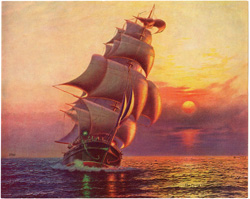 Vintage prints of sailing, ships, boat, marine views